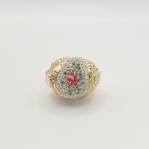 Swarovski Crystal Dome Ring Multicolor Floral Statement Gold Size 6 Y2K Glam